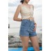  High Waist Split Hem Shorts